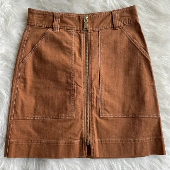 Spartina 449 Sienna Zip Front Skirt Brown - Picture 2 of 5